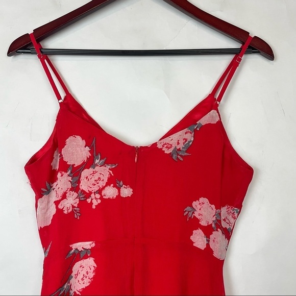 LULUS size XS Love in Bloom Red Floral Print High-Low midi Dress Summer Wedding - Picture 5 of 8